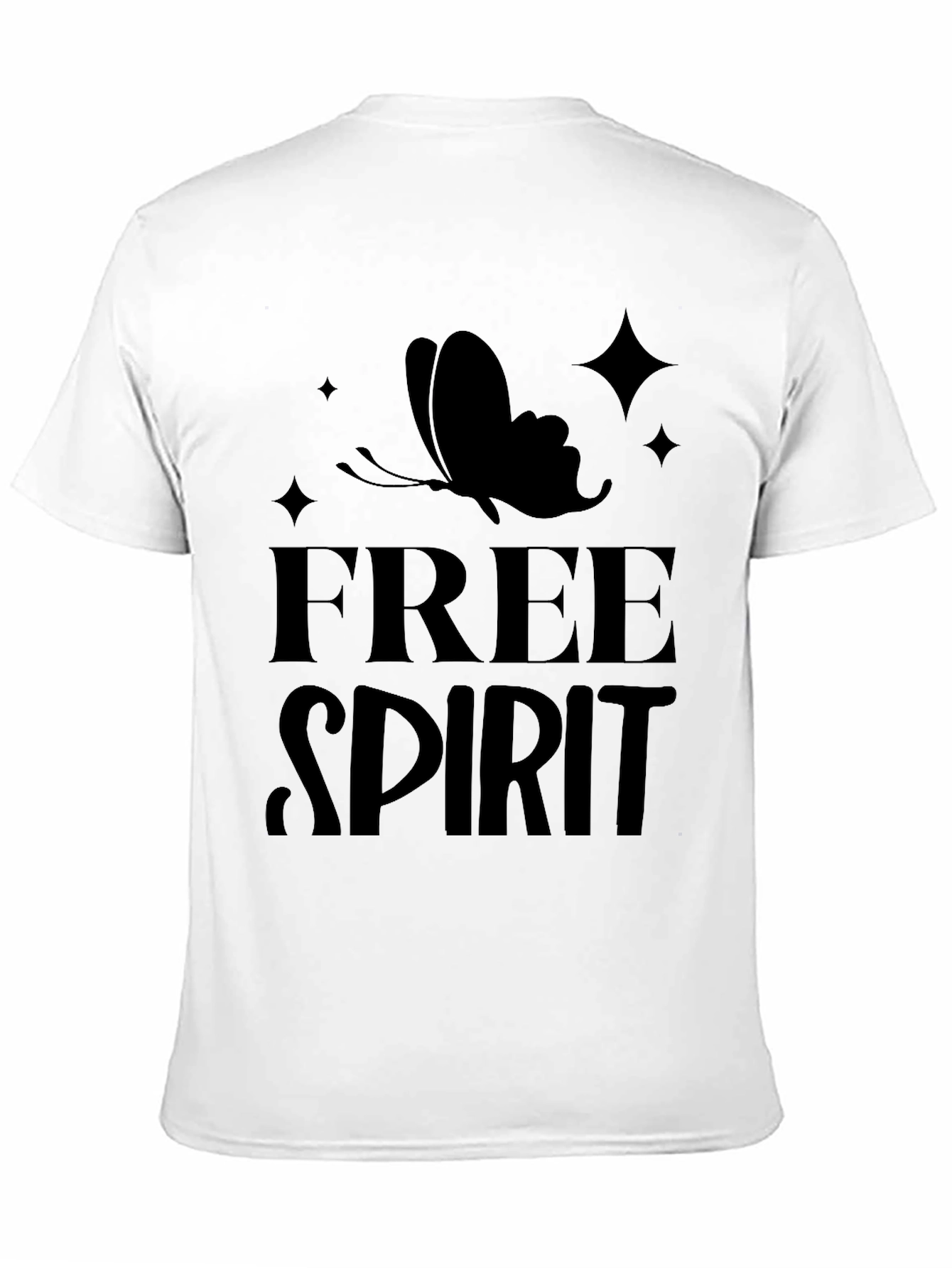 Free Spirit Butterfly Graphic Tee - Black Cotton Casual