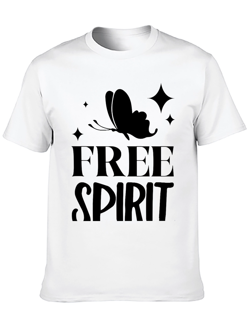Free Spirit Butterfly Graphic Tee - Black Cotton Casual