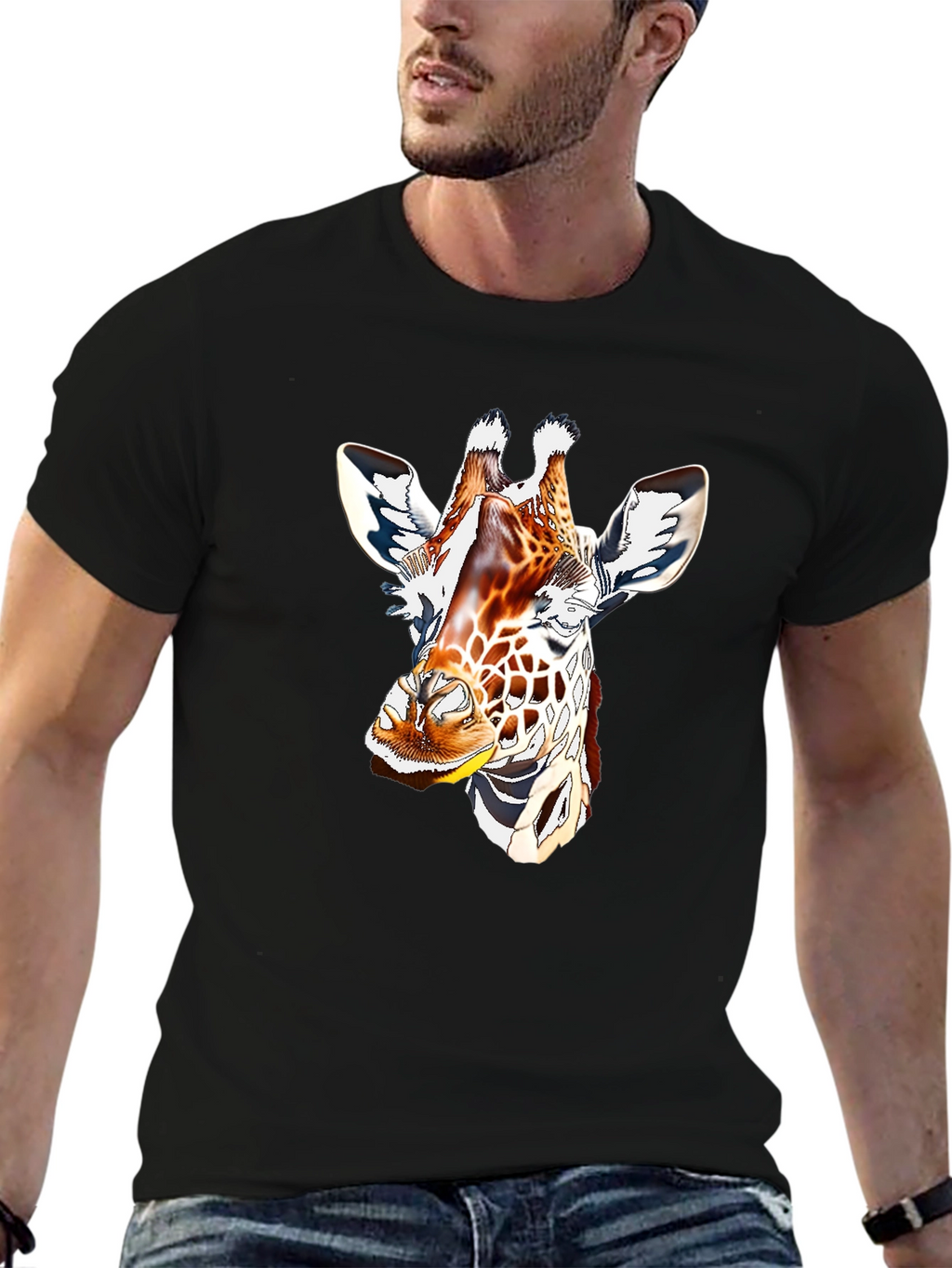 Giraffe Graphic Tee - Mens Black T-Shirt