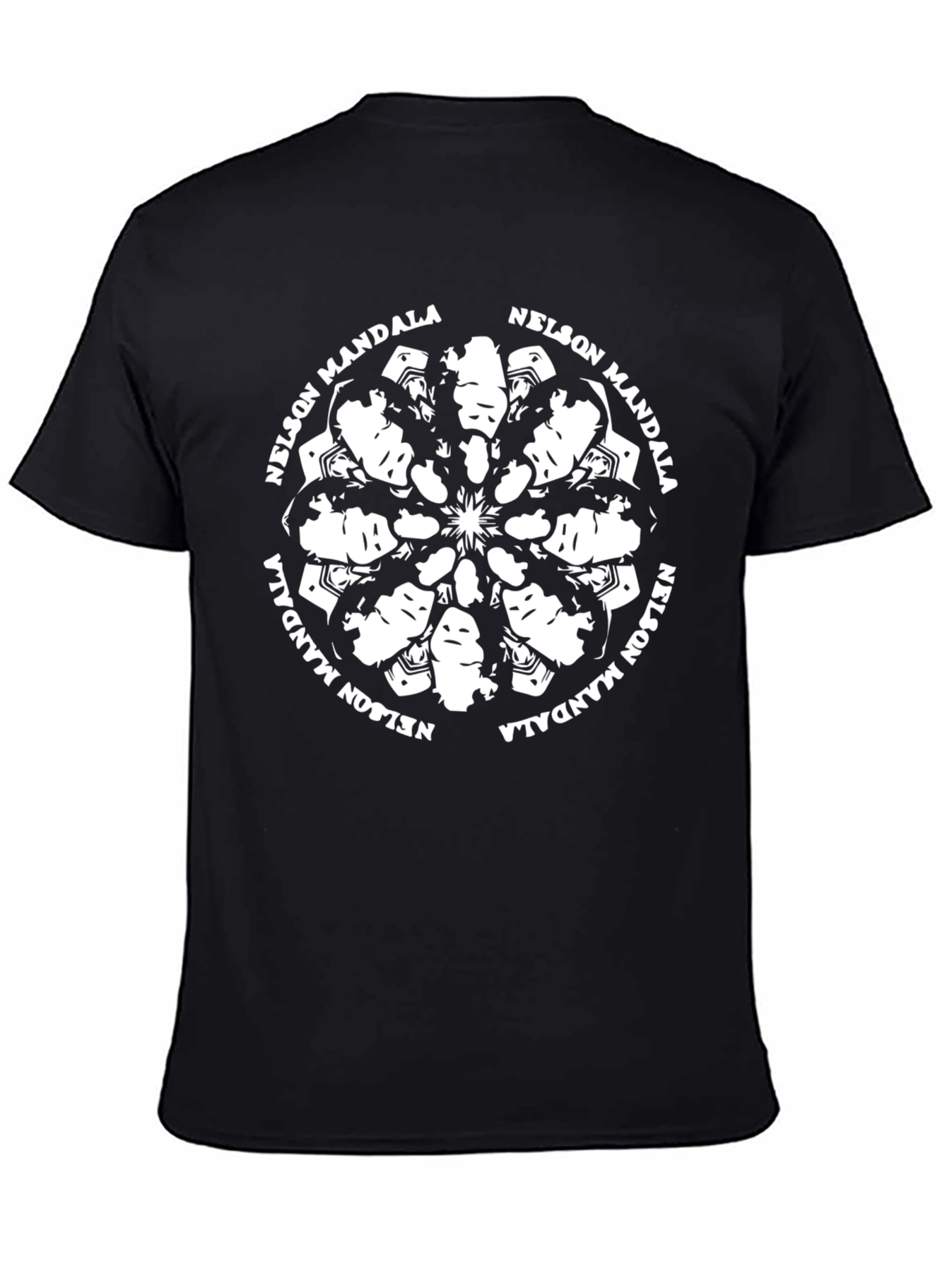 Nelson Mandela Mandala Graphic Tee - Black Cotton T-Shirt