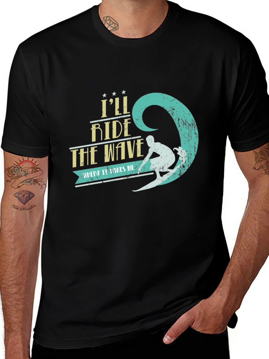 Ride the Wave Graphic T-Shirt - Surfer Design