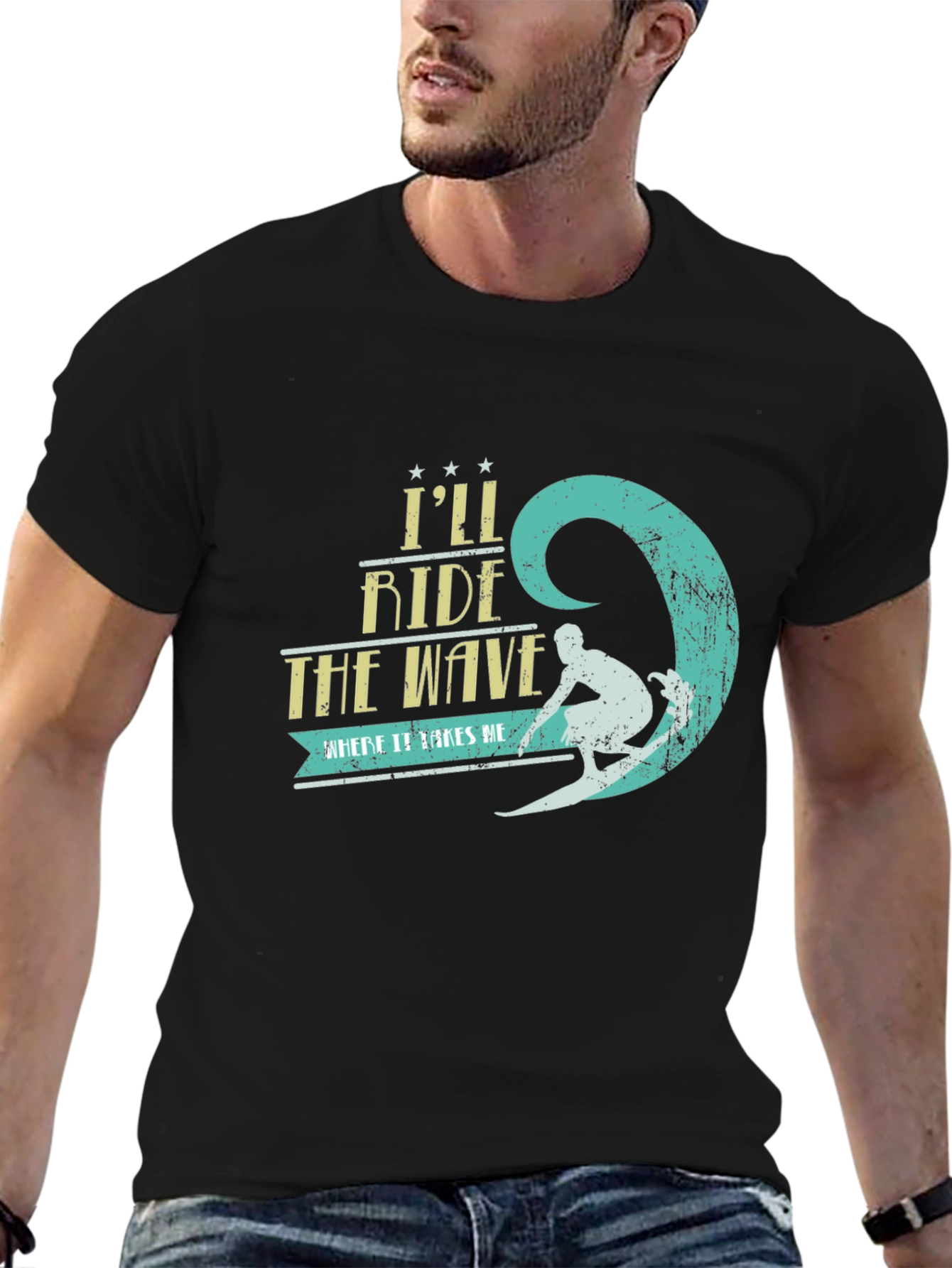 Ride the Wave Graphic T-Shirt - Surfer Design