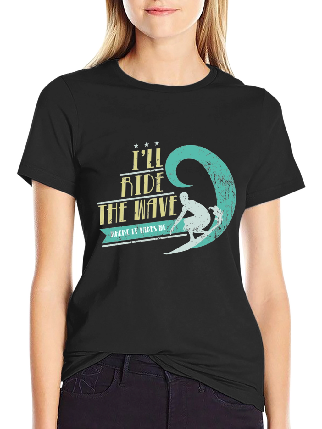 Ride the Wave Graphic T-Shirt - Surfer Design