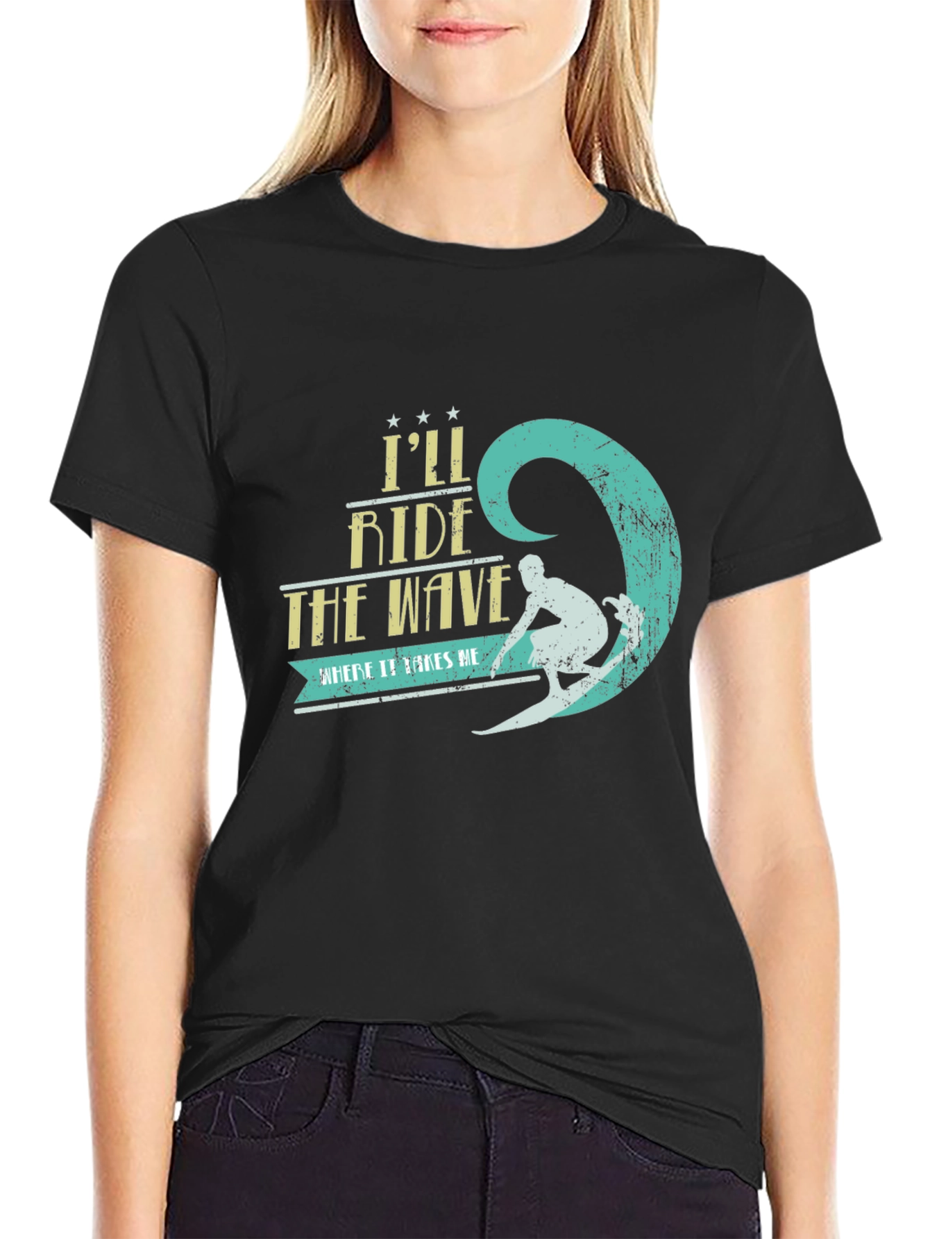 Ride the Wave Graphic T-Shirt - Surfer Design