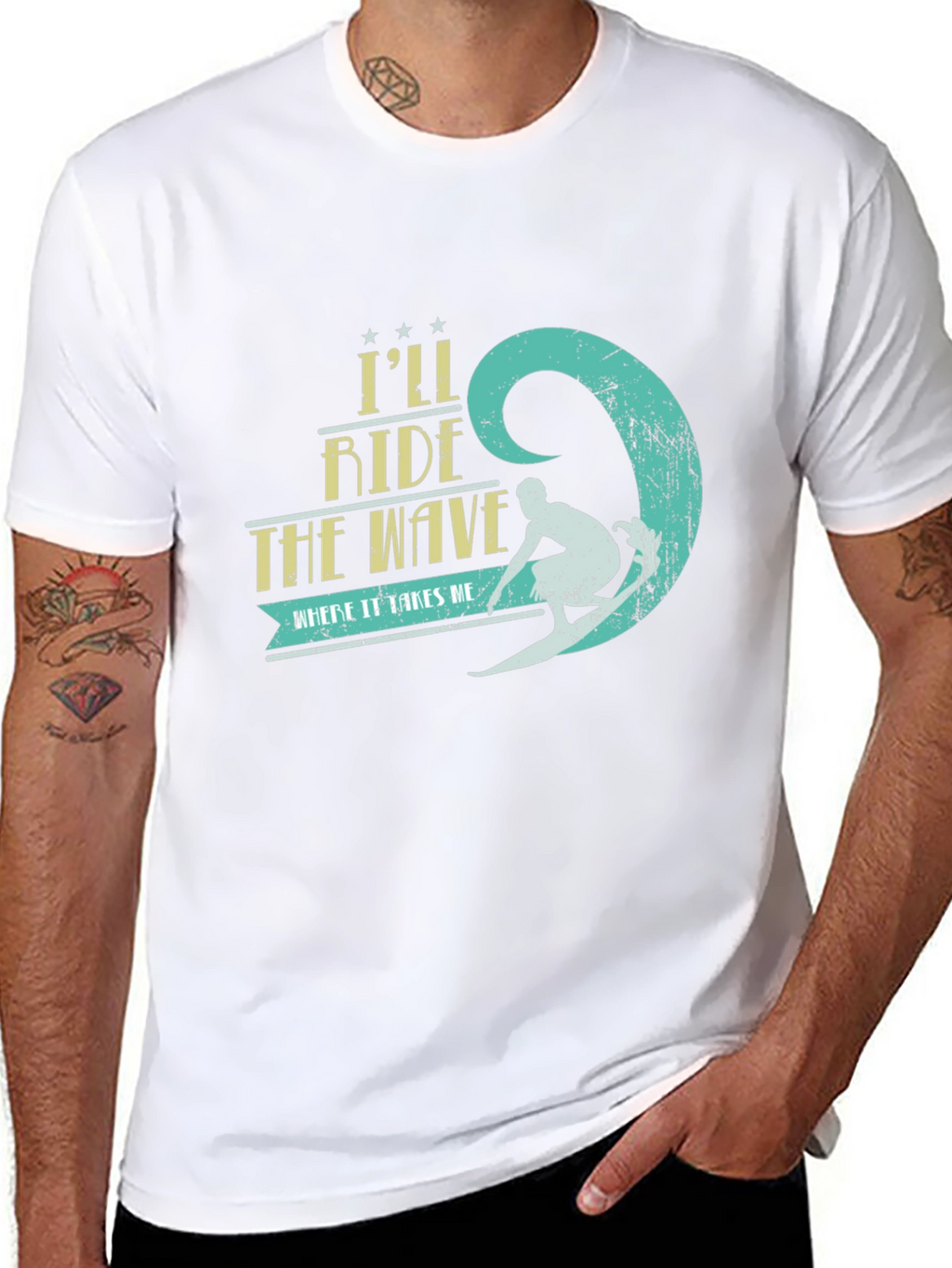 Ride the Wave Graphic T-Shirt - Surfer Design