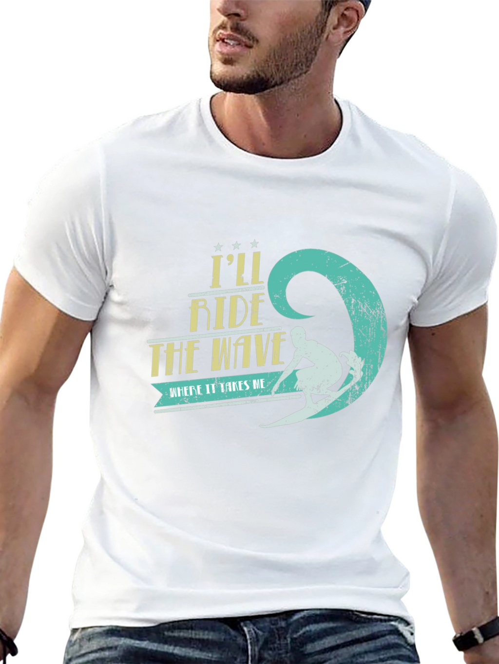 Ride the Wave Graphic T-Shirt - Surfer Design
