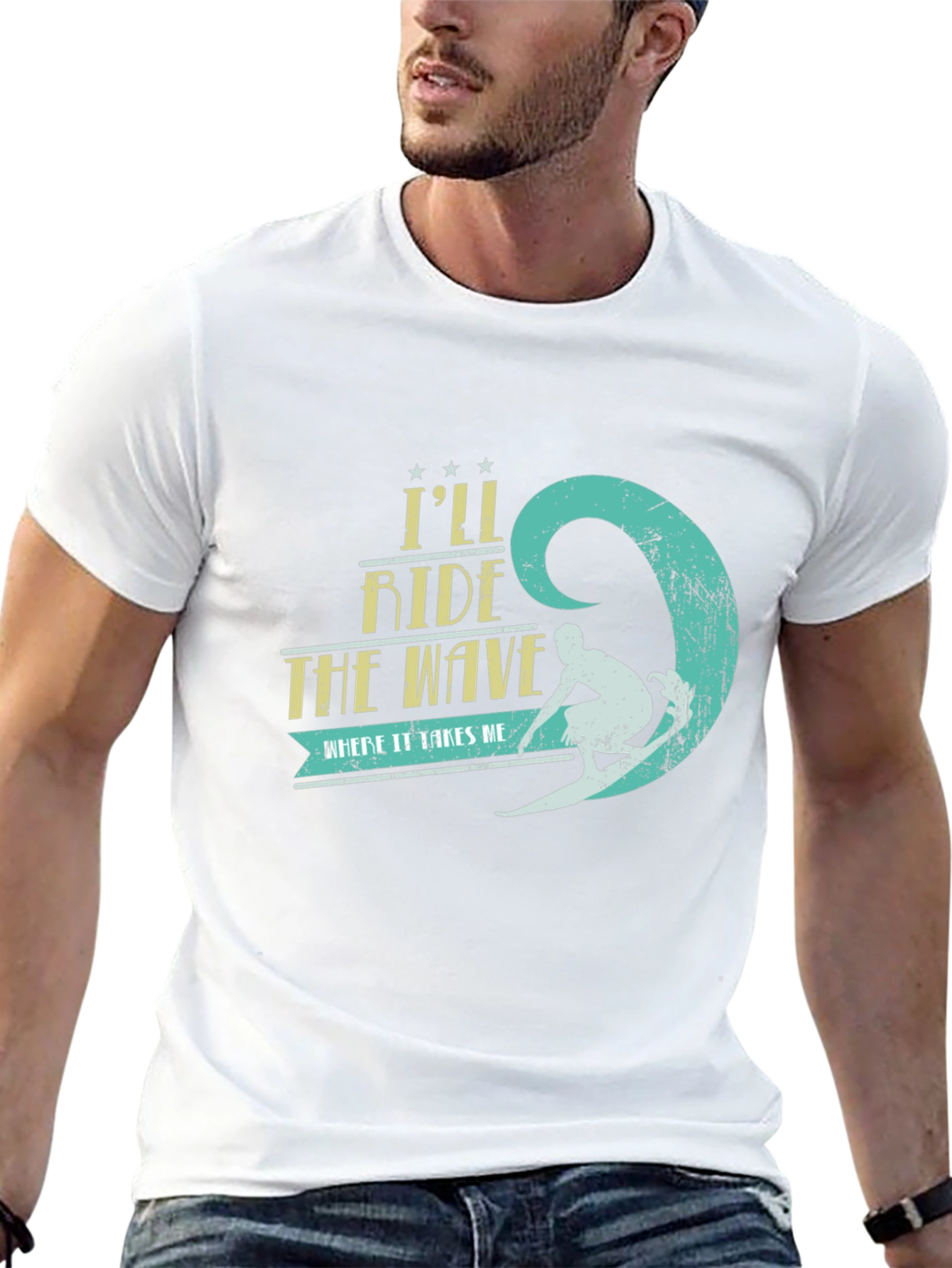 Ride the Wave Graphic T-Shirt - Surfer Design