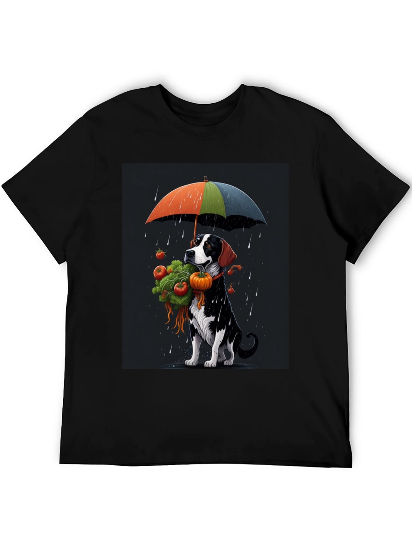 Dog Umbrella T-Shirt - Artistic Graphic Tee