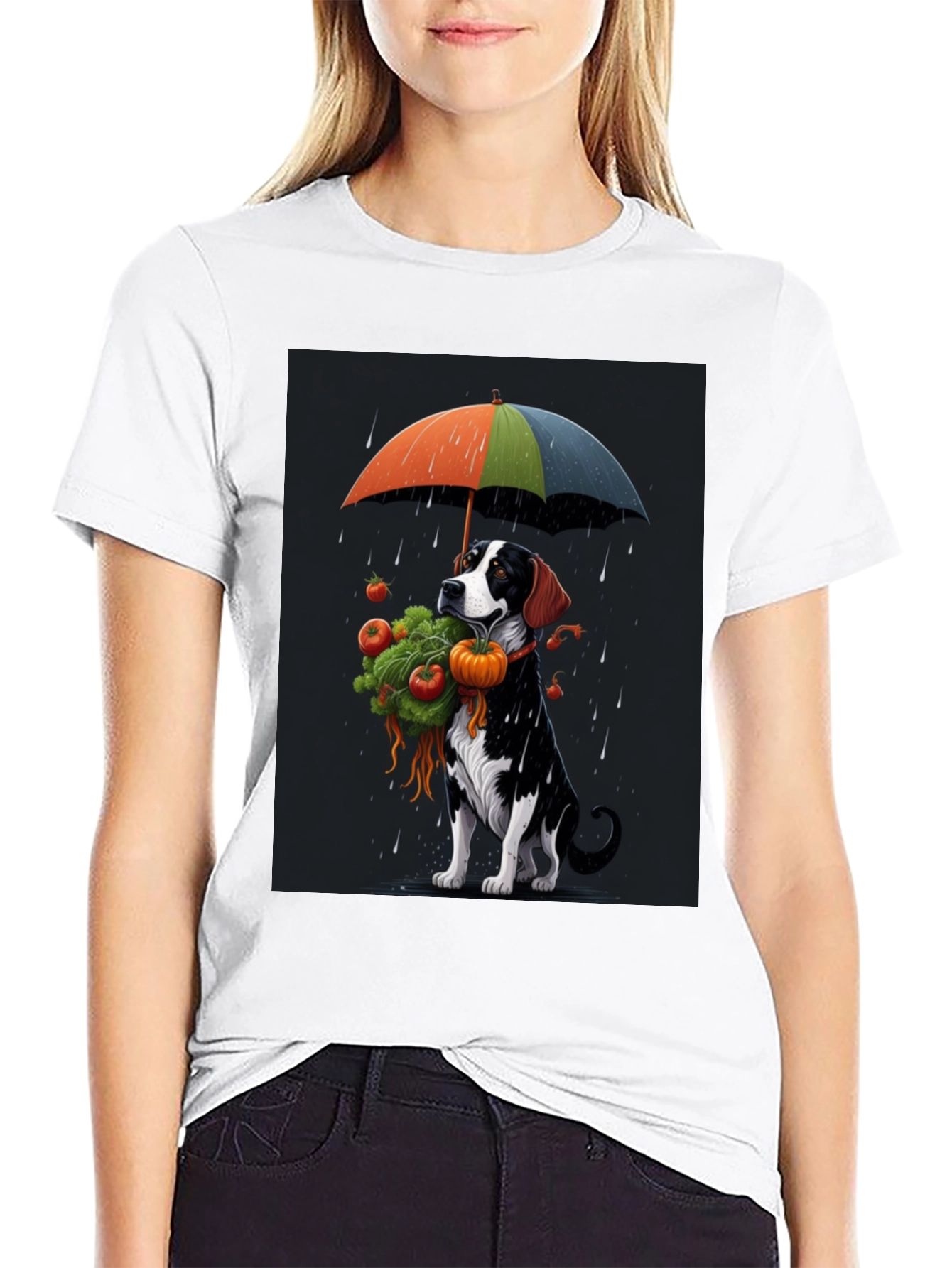 Dog Umbrella T-Shirt - Artistic Graphic Tee