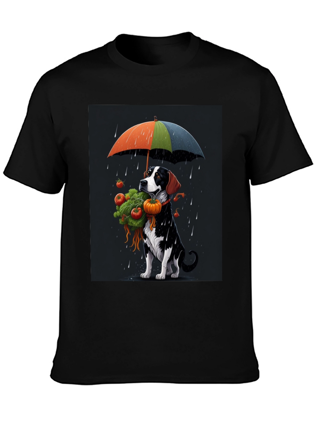 Dog Umbrella T-Shirt - Artistic Graphic Tee