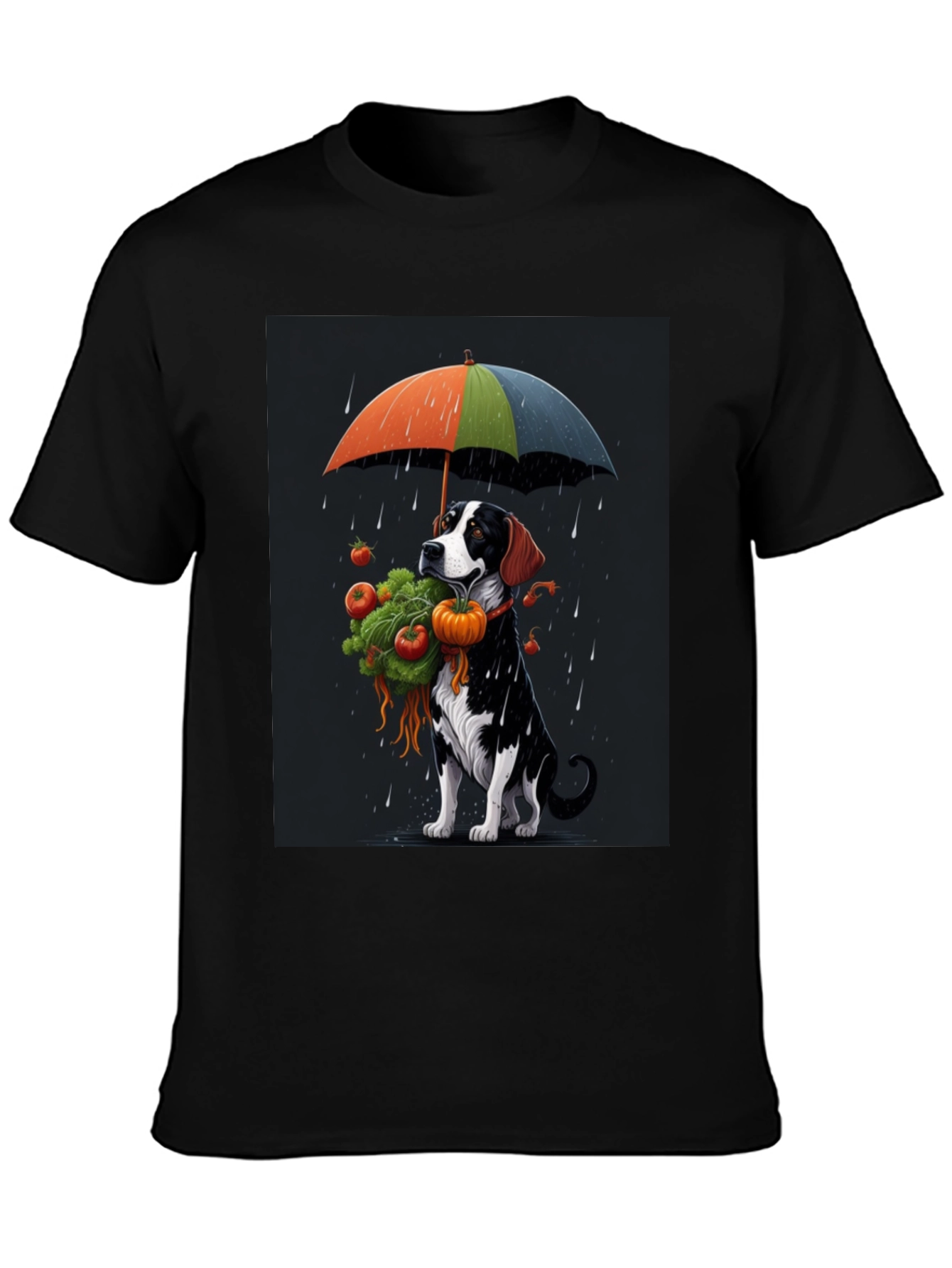 Dog Umbrella T-Shirt - Artistic Graphic Tee