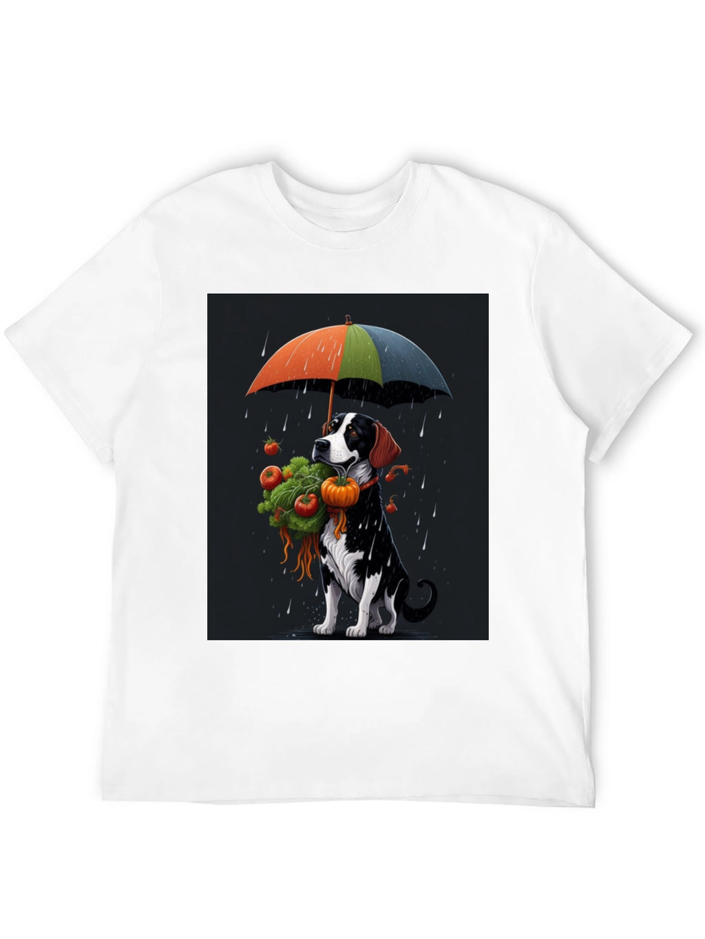 Dog Umbrella T-Shirt - Artistic Graphic Tee
