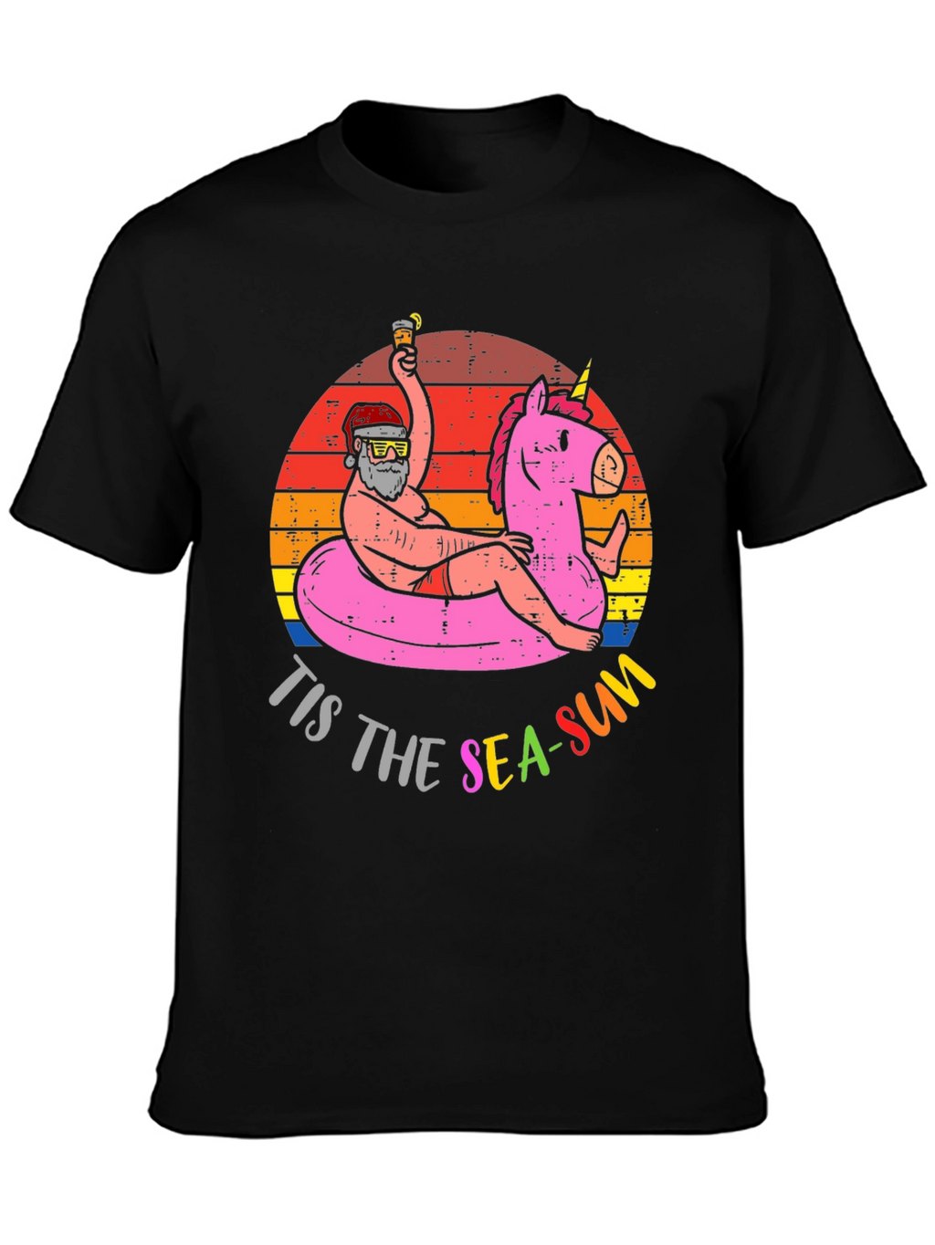 Tis The Sea-Sun Santa Unicorn T-Shirt