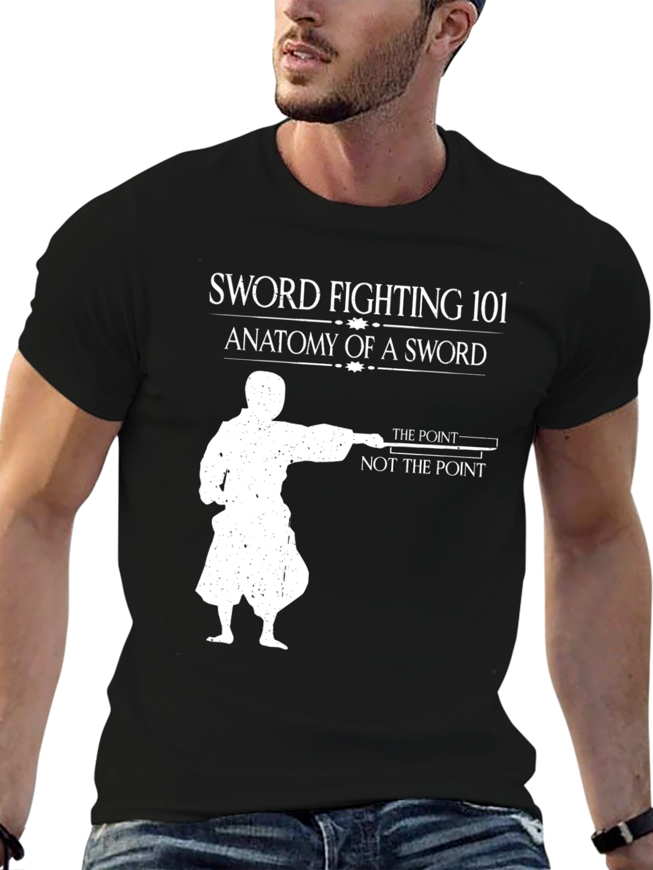 Sword Fighting 101 Black T-Shirt