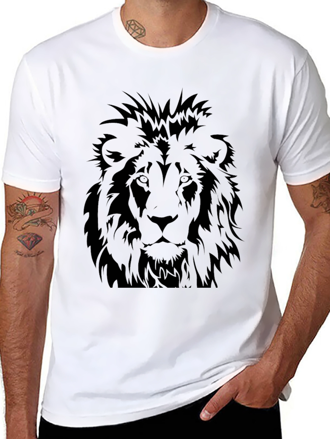 Black Lion Graphic Tee - Mens Casual T-Shirt