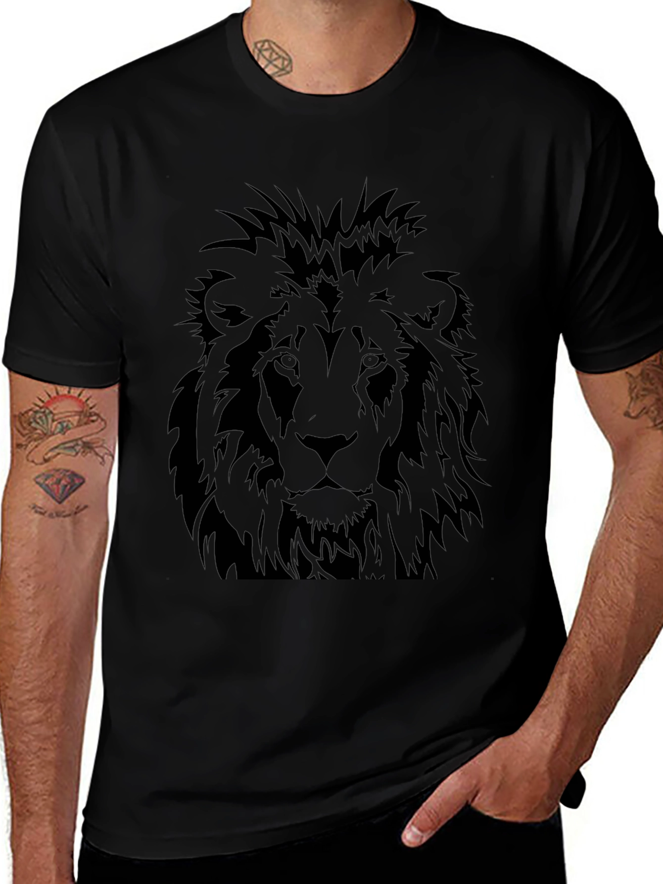 Black Lion Graphic Tee - Mens Casual T-Shirt