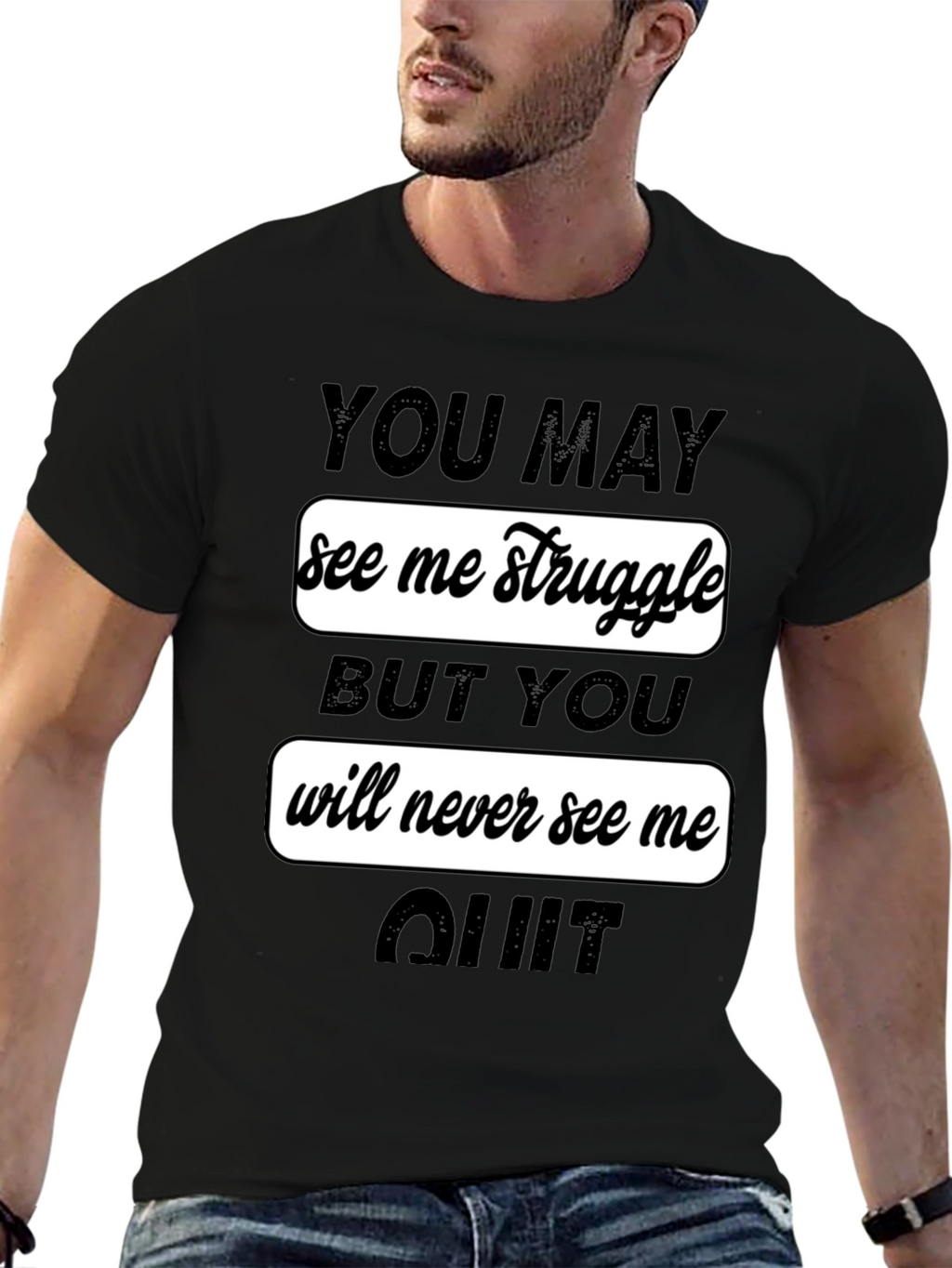 Motivational Graphic Tee - Never Quit