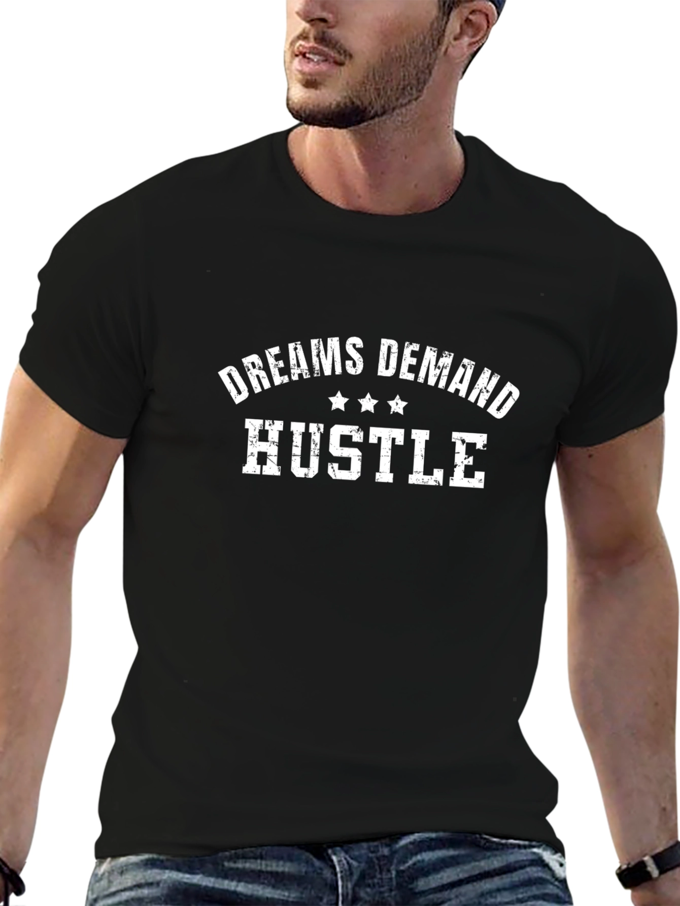 Dreams Demand Hustle Black Graphic Tee