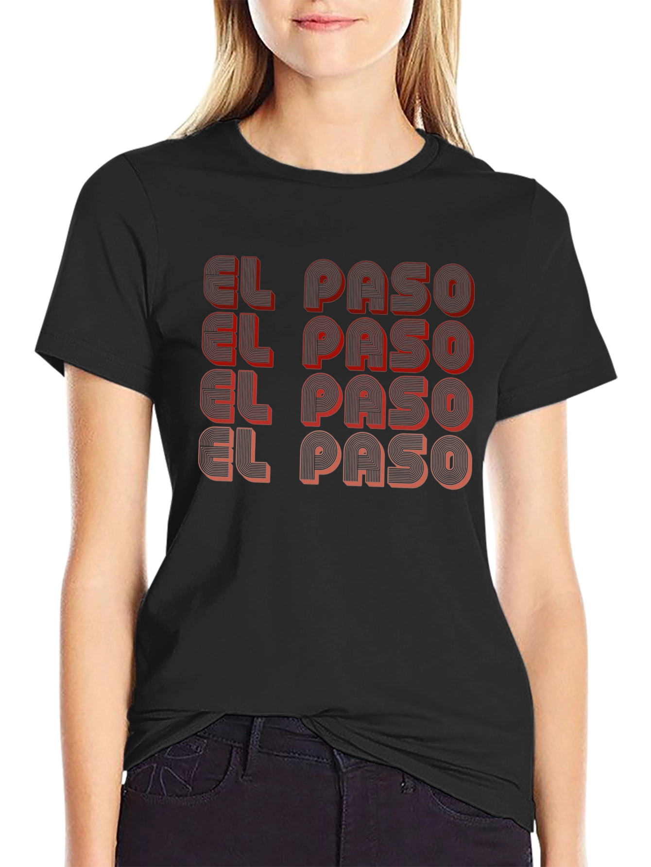 Retro El Paso Graphic Tee - Soft Black Cotton Blend