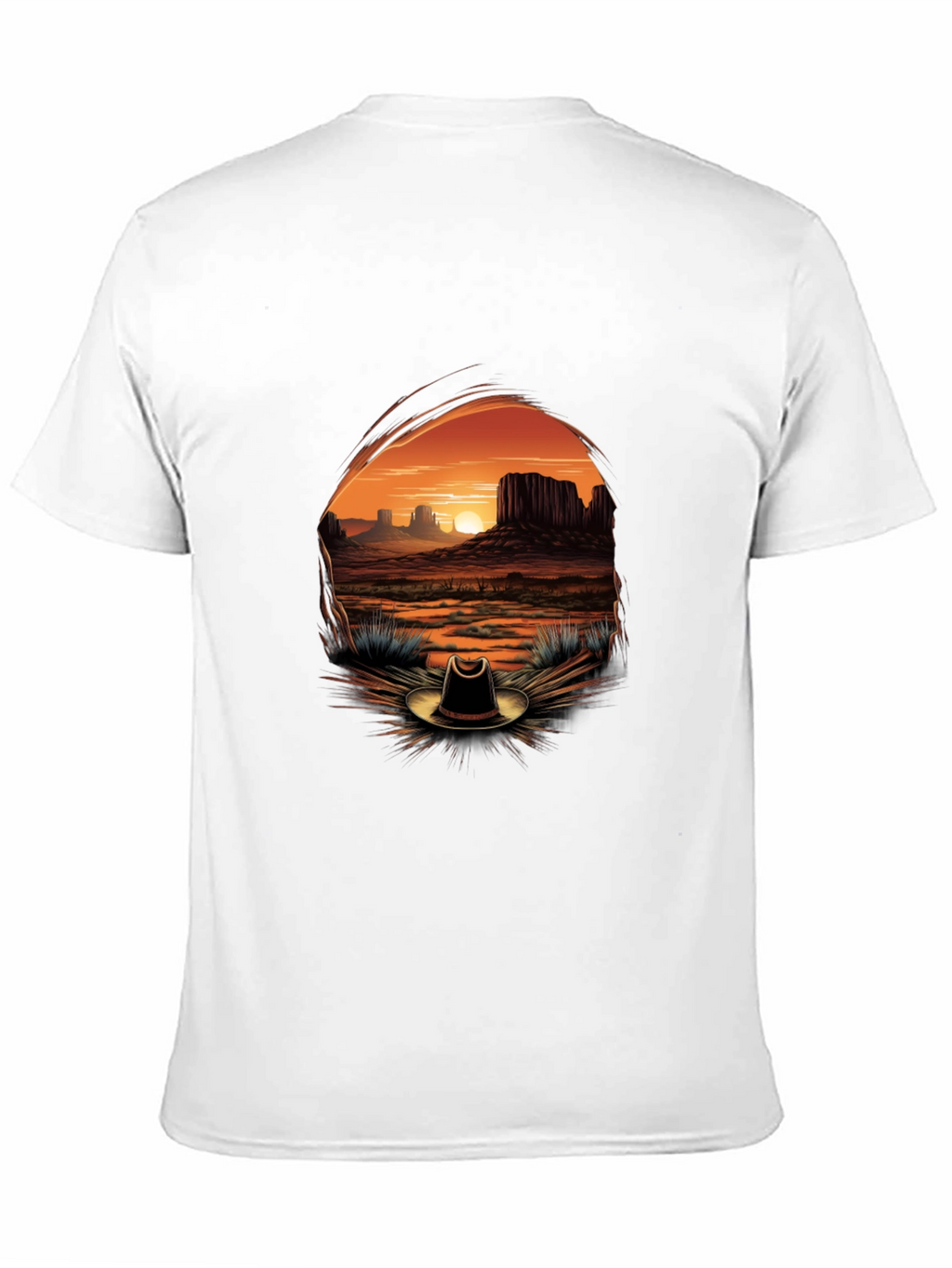 Western Sunset Cowboy Hat Graphic Tee - Black