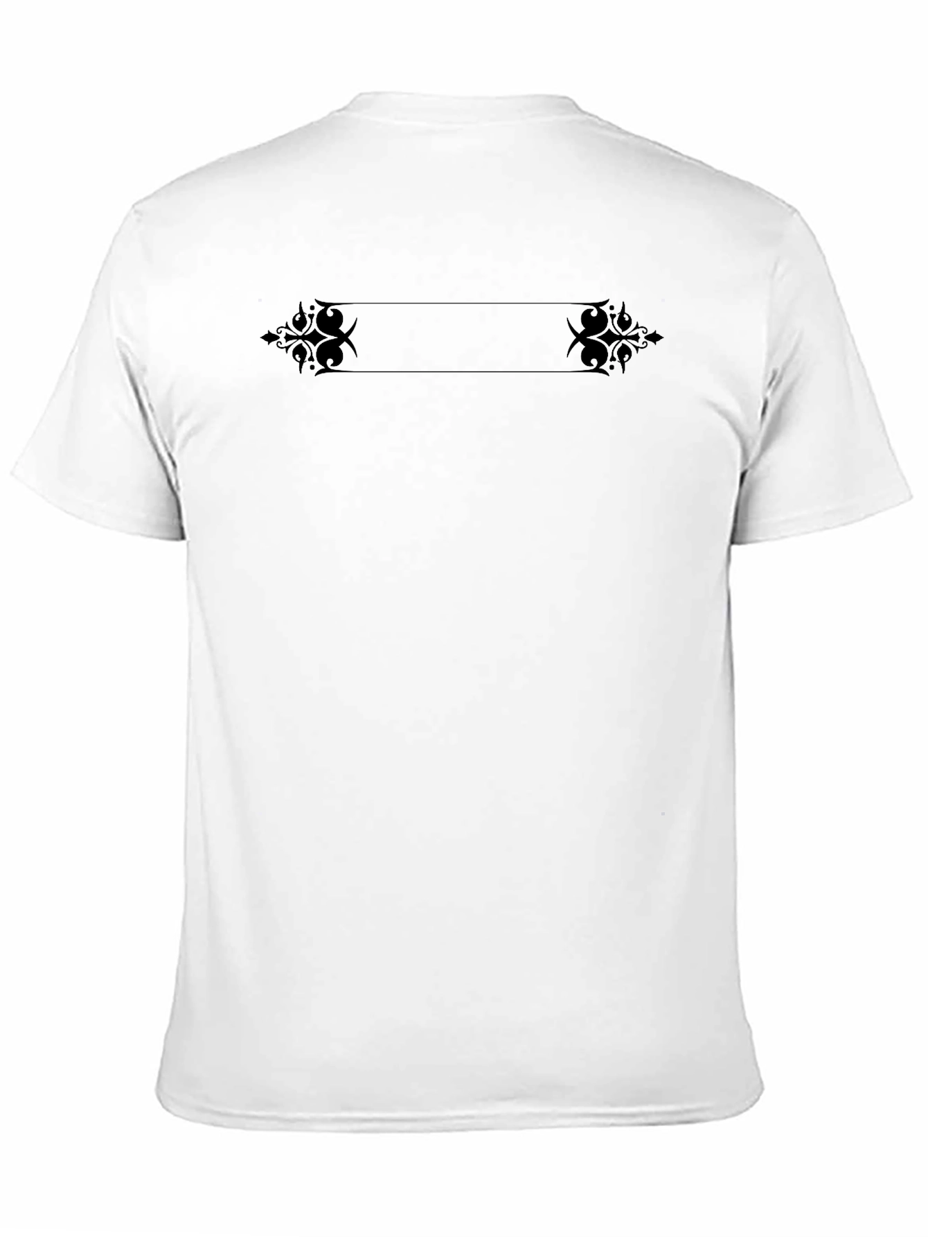 Black Crew Neck T-Shirt with Ornamental Design