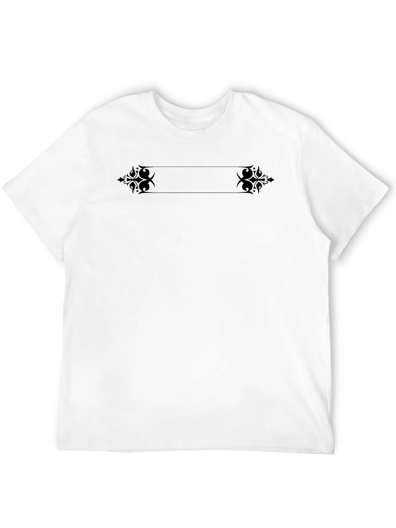 Black Crew Neck T-Shirt with Ornamental Design