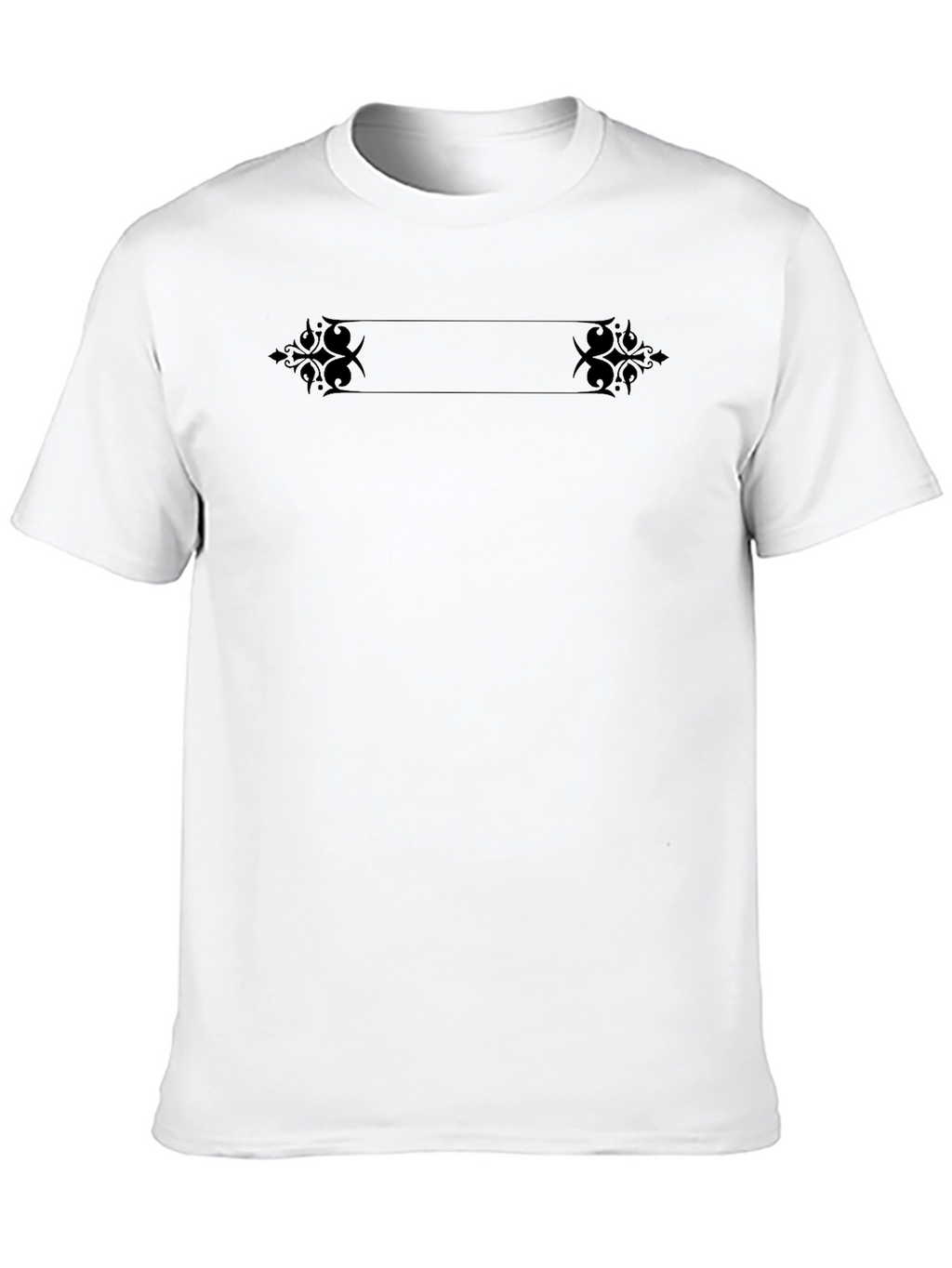 Black Crew Neck T-Shirt with Ornamental Design