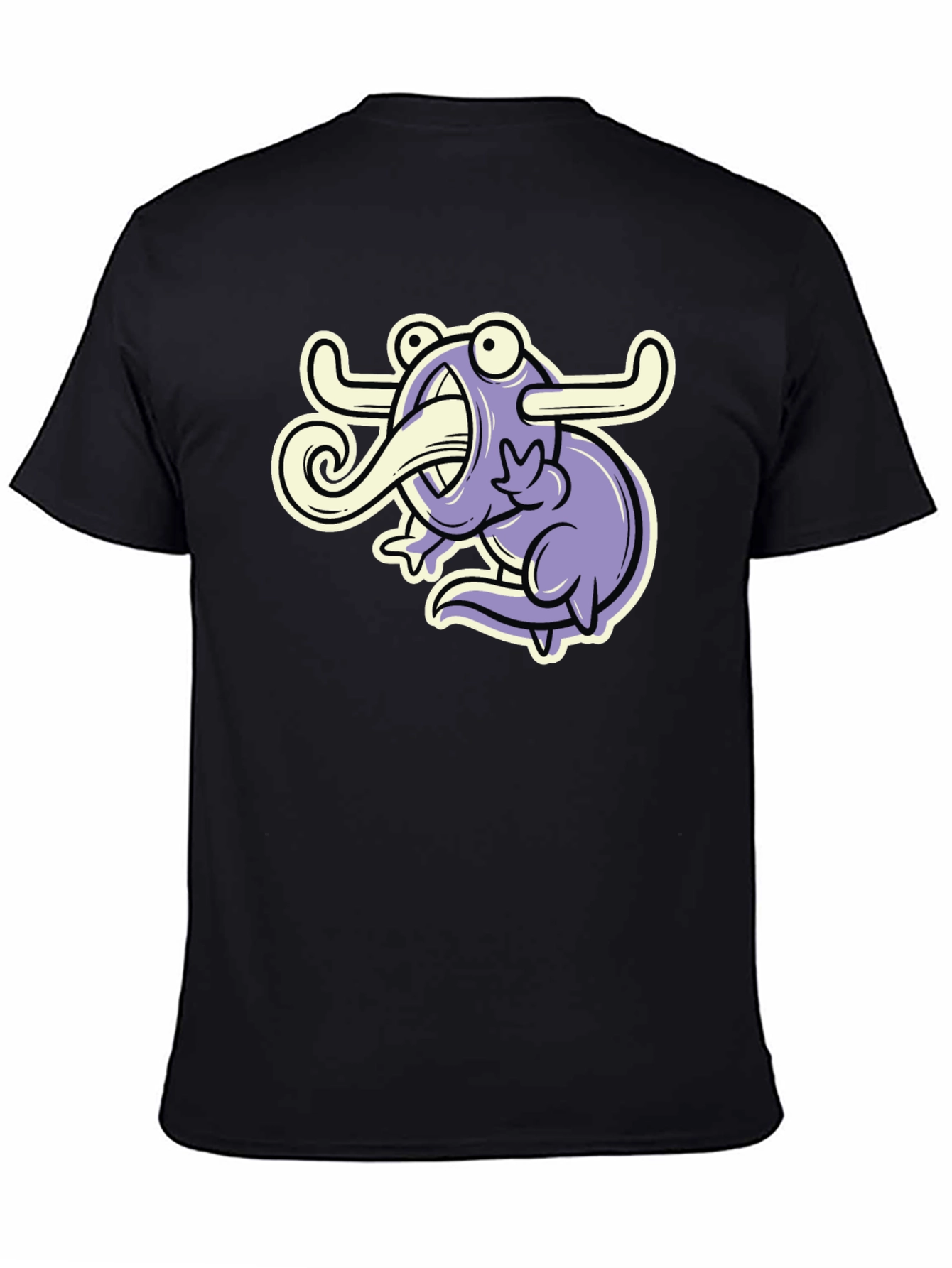 Cartoon Monster Graphic Tee - Black