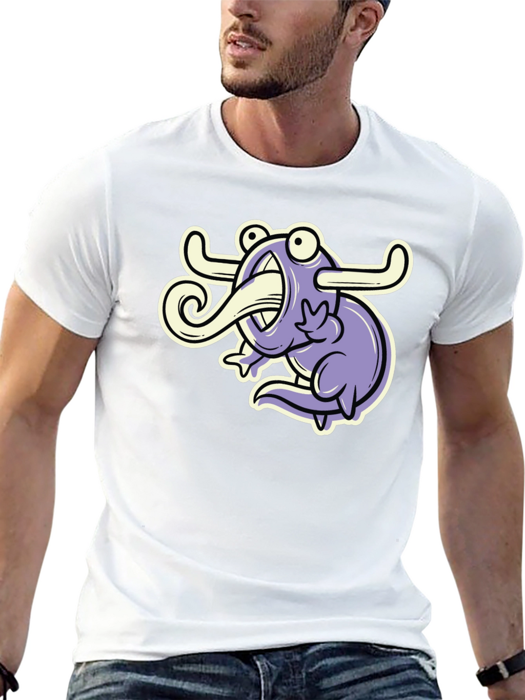 Cartoon Monster Graphic Tee - Black