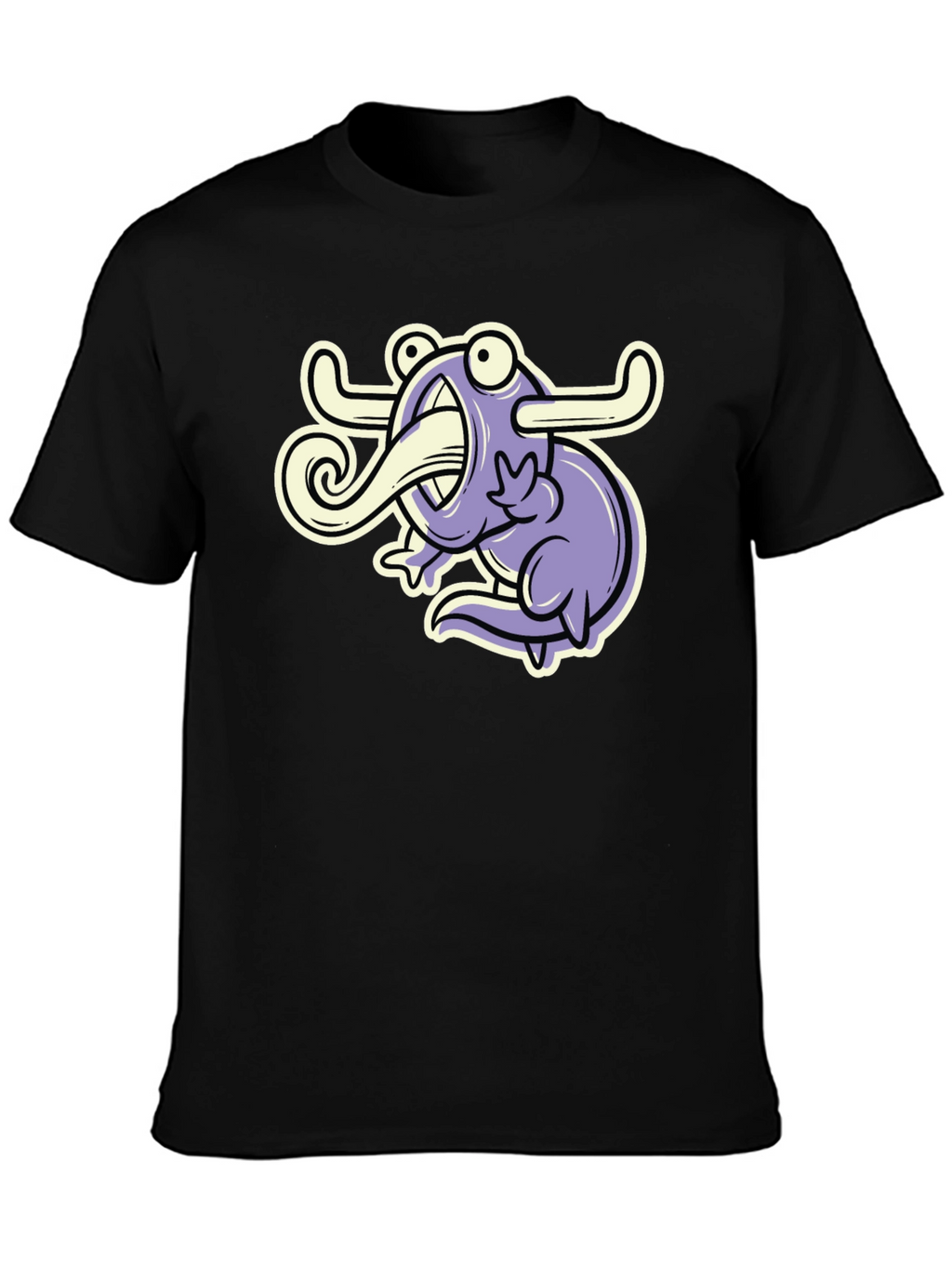 Cartoon Monster Graphic Tee - Black