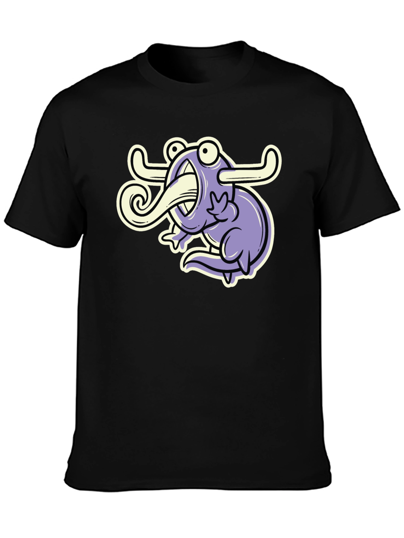 Cartoon Monster Graphic Tee - Black