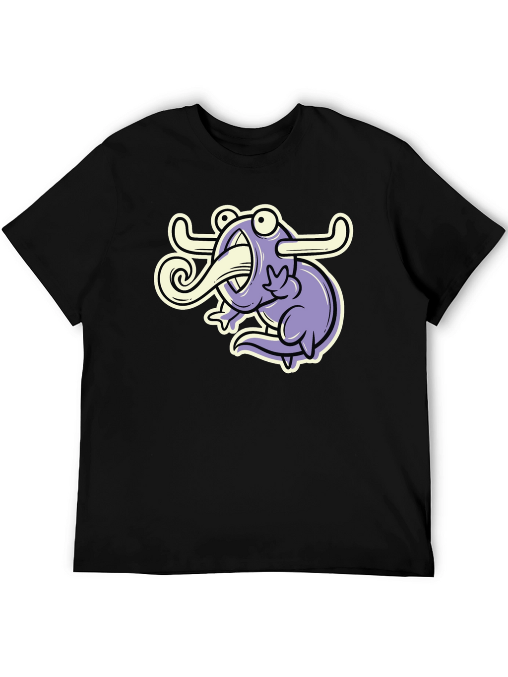 Cartoon Monster Graphic Tee - Black