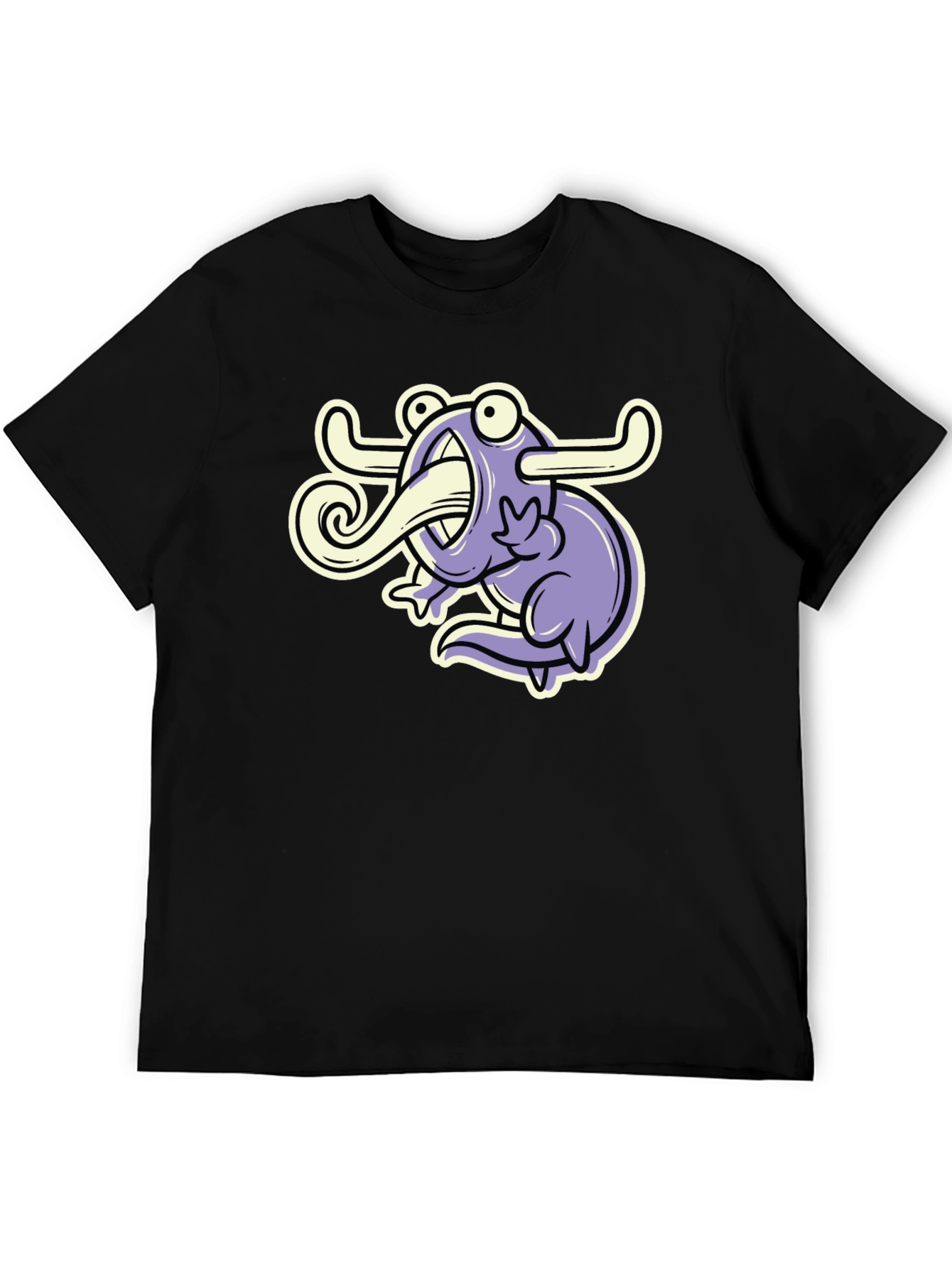 Cartoon Monster Graphic Tee - Black