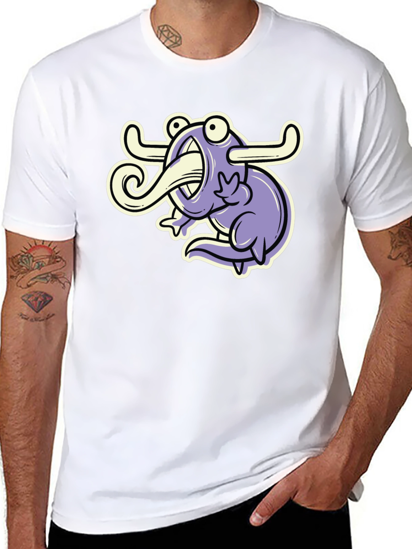 Cartoon Monster Graphic Tee - Black