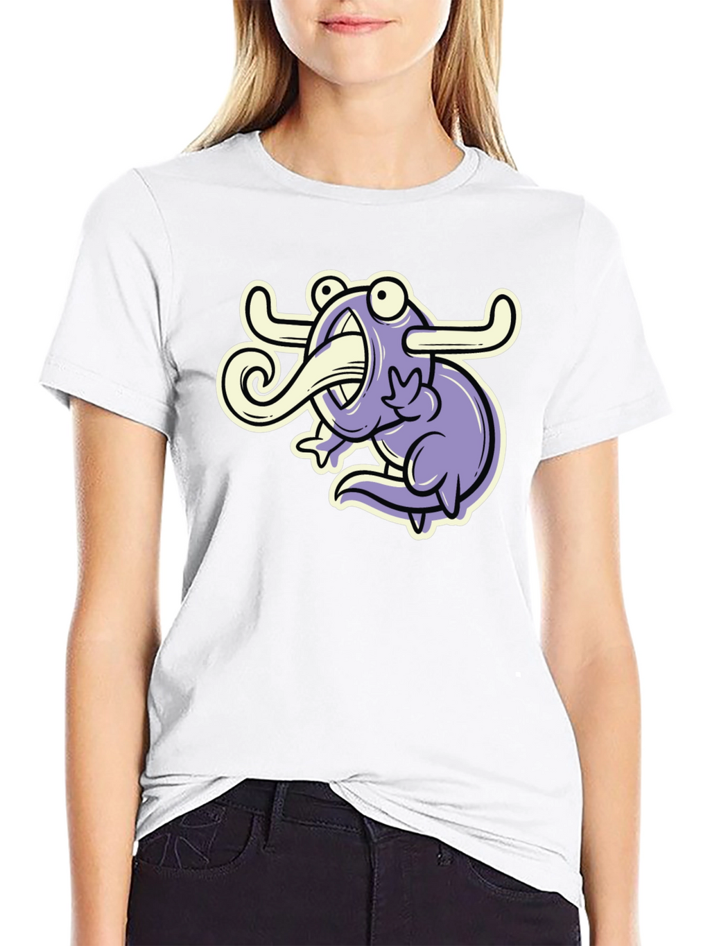 Cartoon Monster Graphic Tee - Black