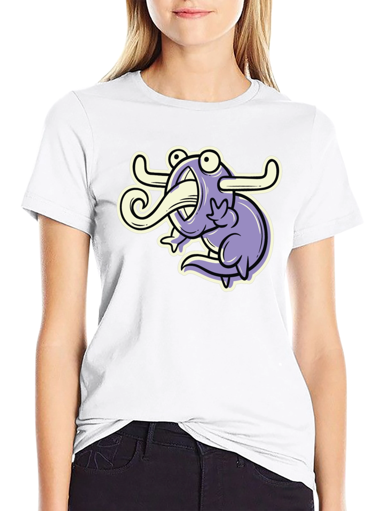 Cartoon Monster Graphic Tee - Black