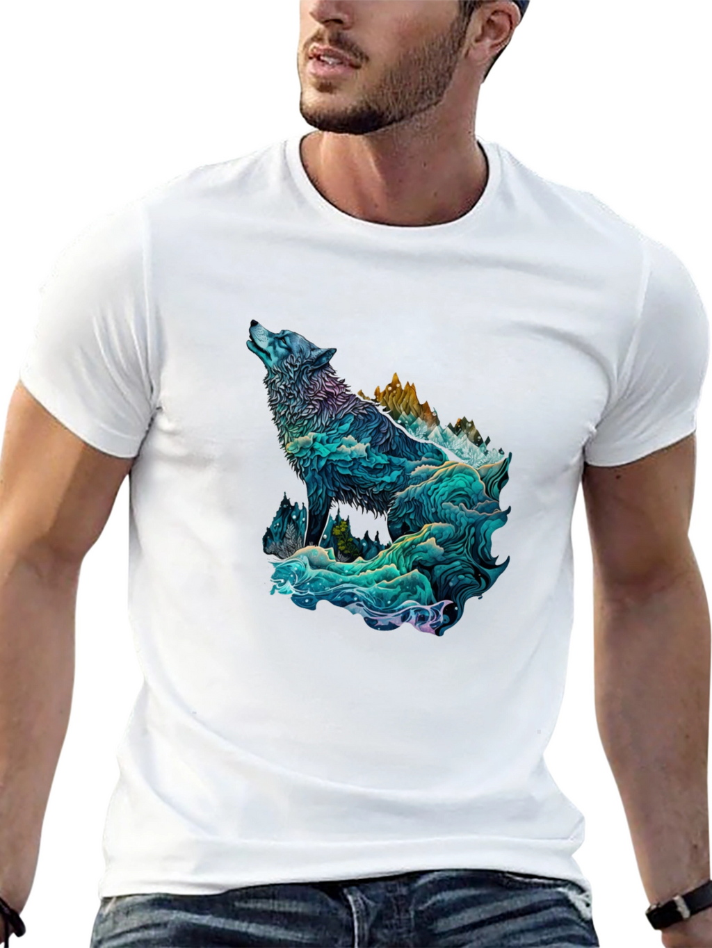 Wolf Mountain Graphic Tee - Nature Inspired Black T-Shirt