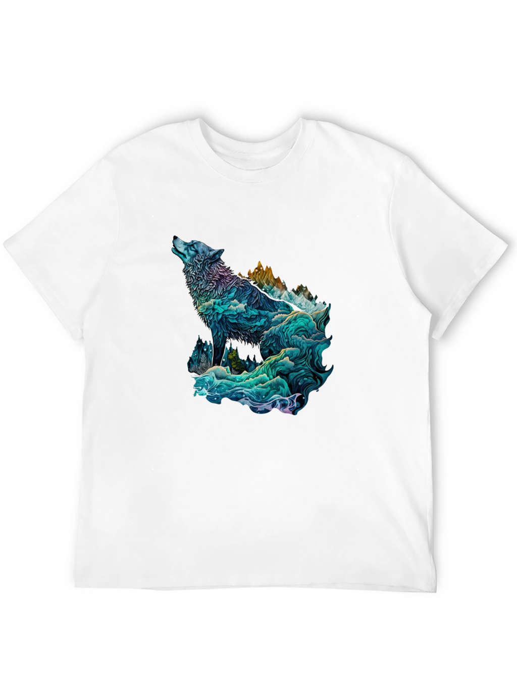 Wolf Mountain Graphic Tee - Nature Inspired Black T-Shirt