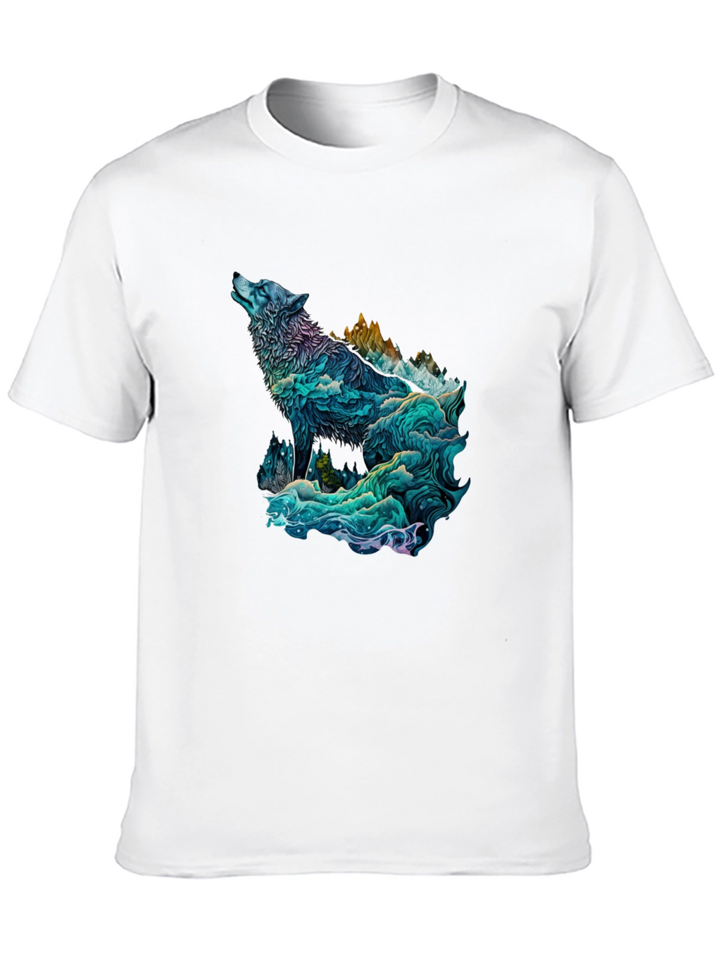 Wolf Mountain Graphic Tee - Nature Inspired Black T-Shirt