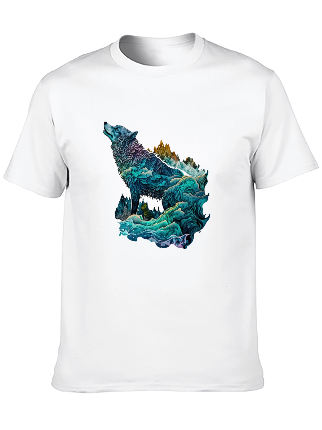 Wolf Mountain Graphic Tee - Nature Inspired Black T-Shirt