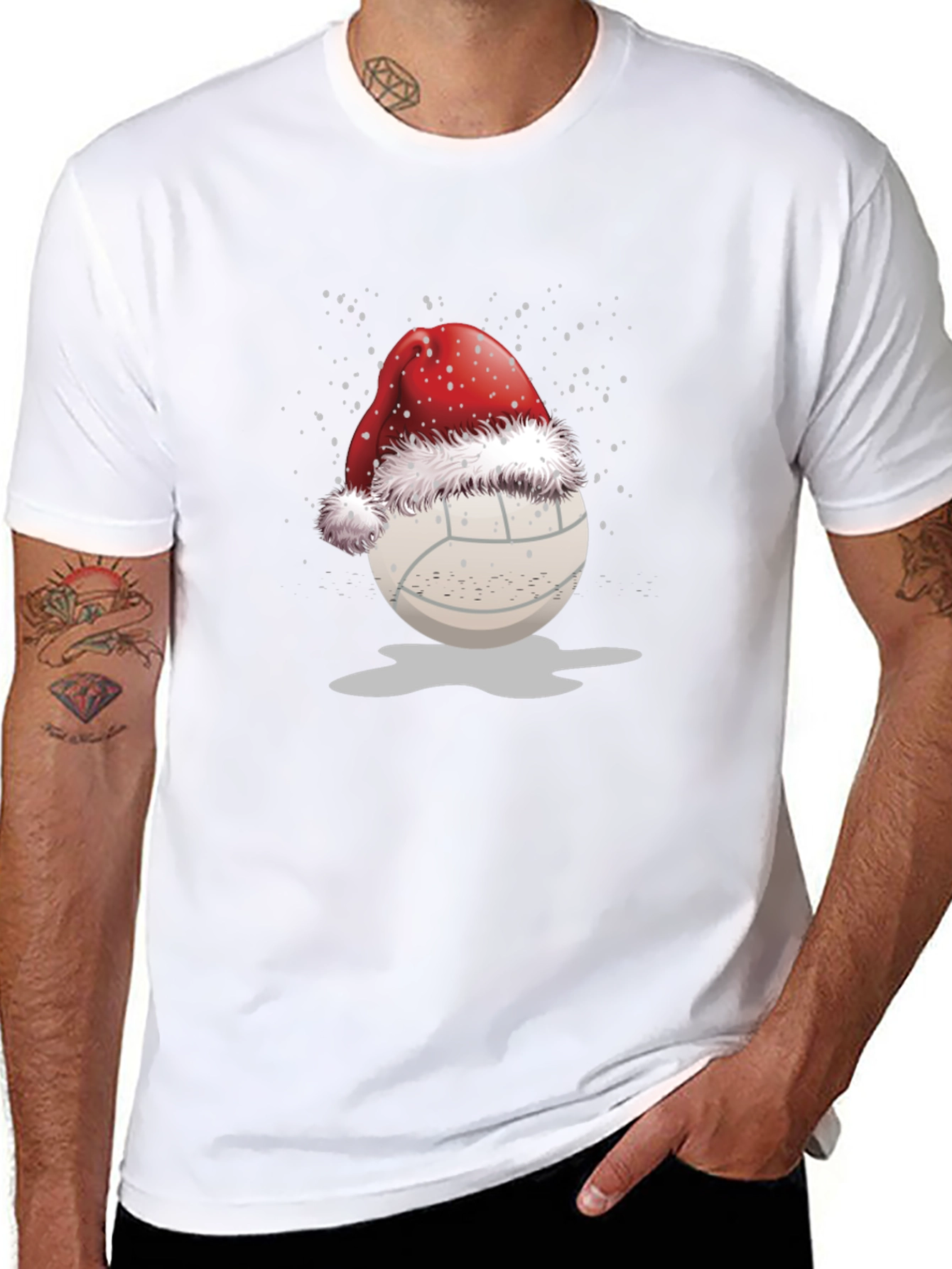 Volleyball Santa Hat Graphic Tee
