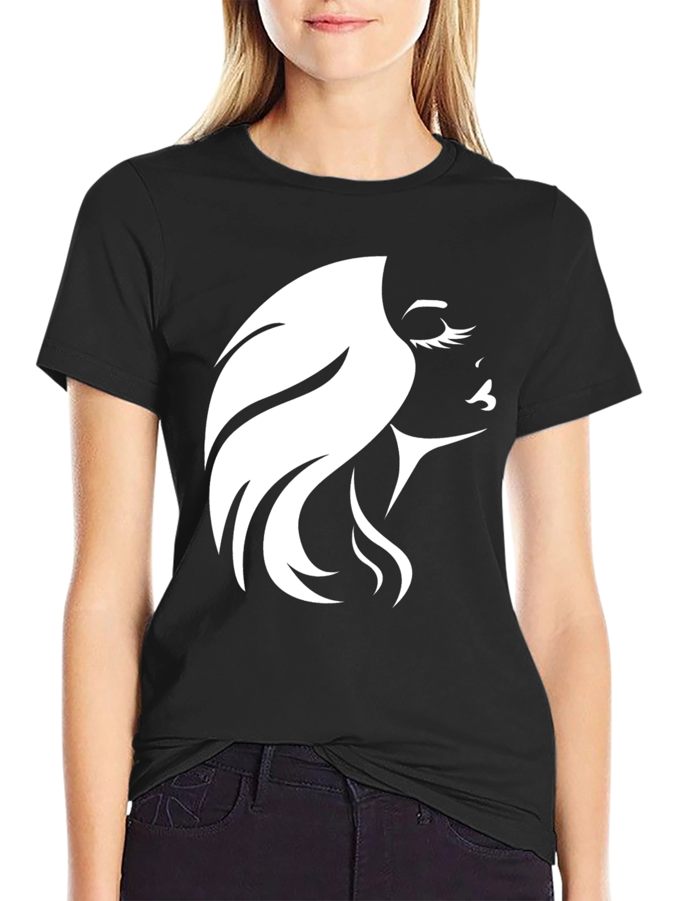 Elegant Woman Graphic Black T-Shirt