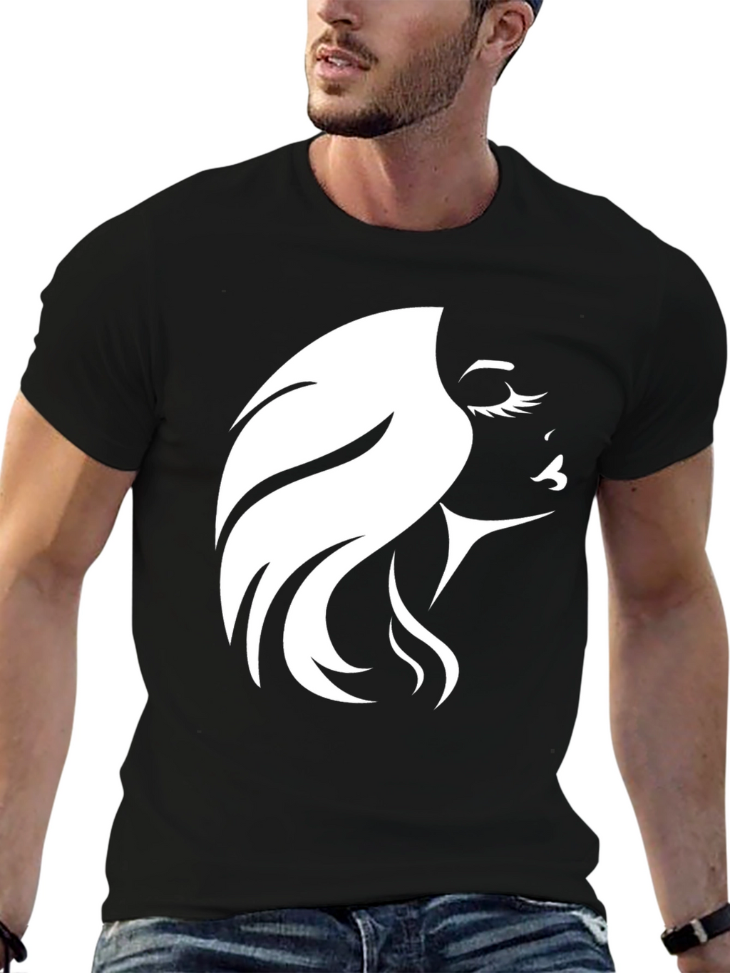 Elegant Woman Graphic Black T-Shirt