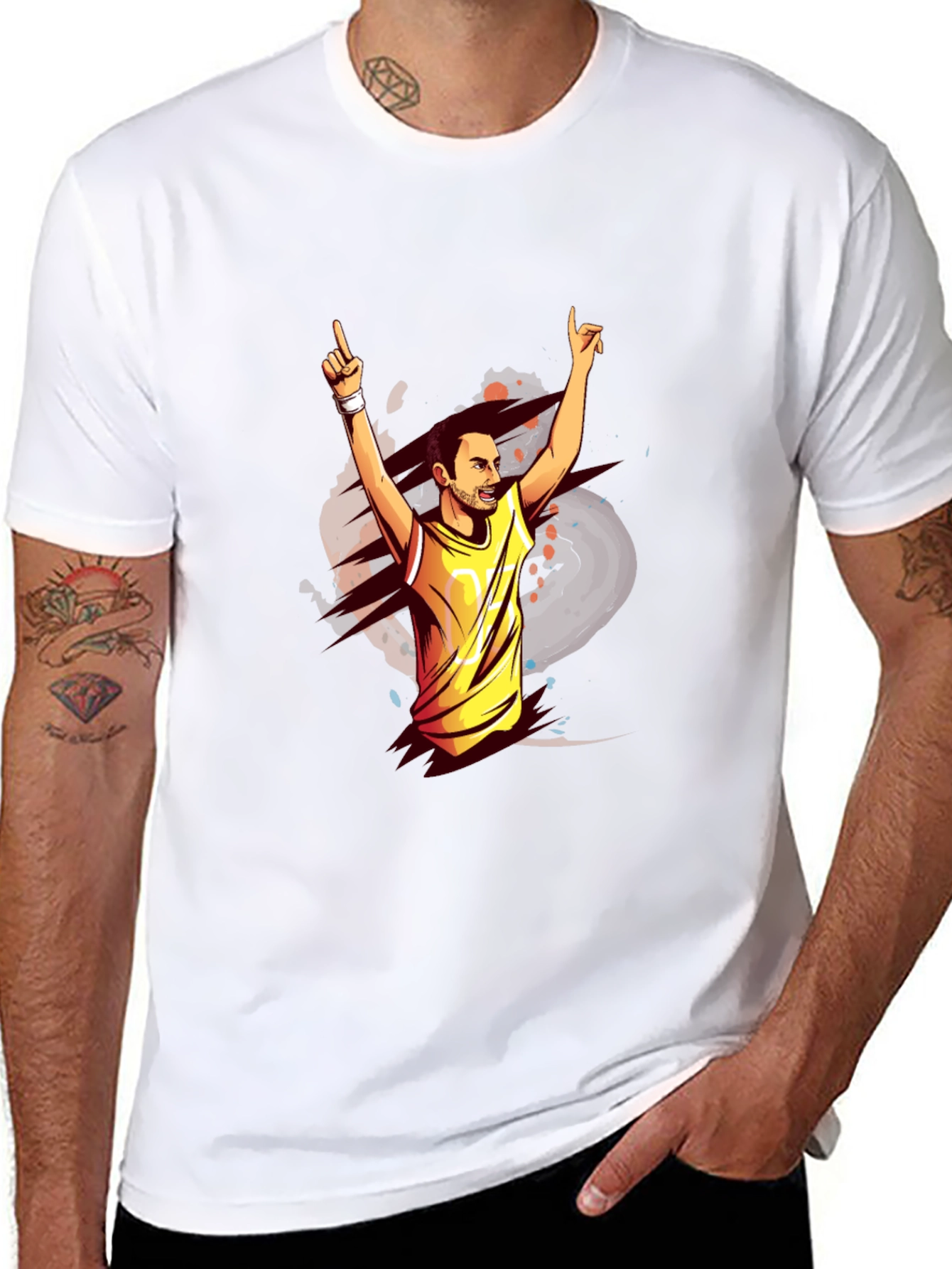 Black T-Shirt with Graphic Man Design