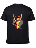 Black T-Shirt with Graphic Man Design
