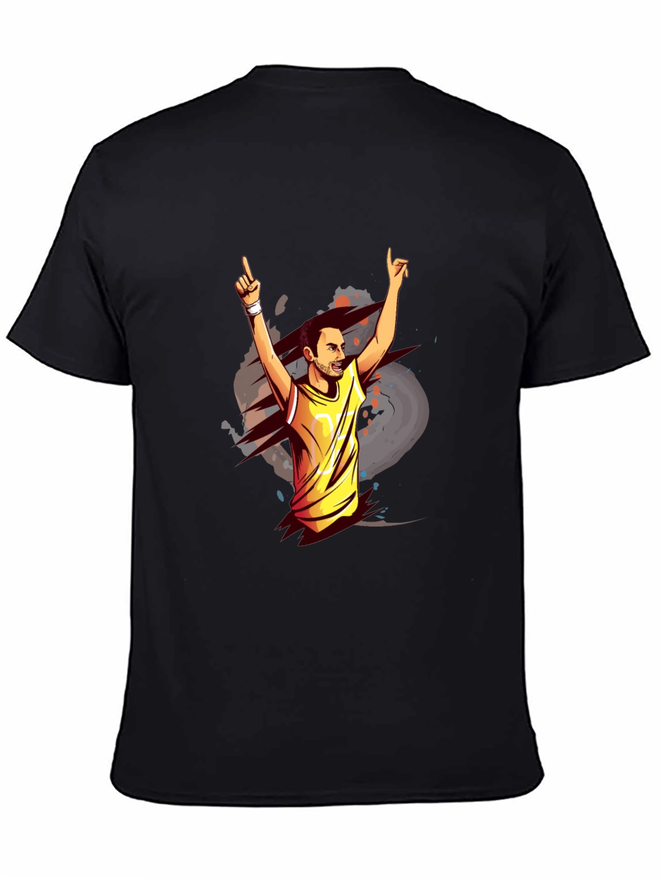 Black T-Shirt with Graphic Man Design