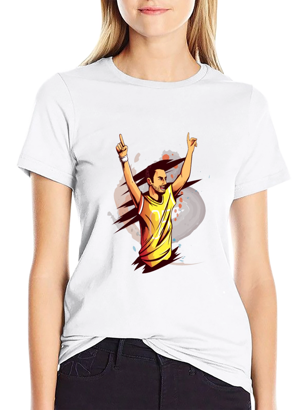 Black T-Shirt with Graphic Man Design