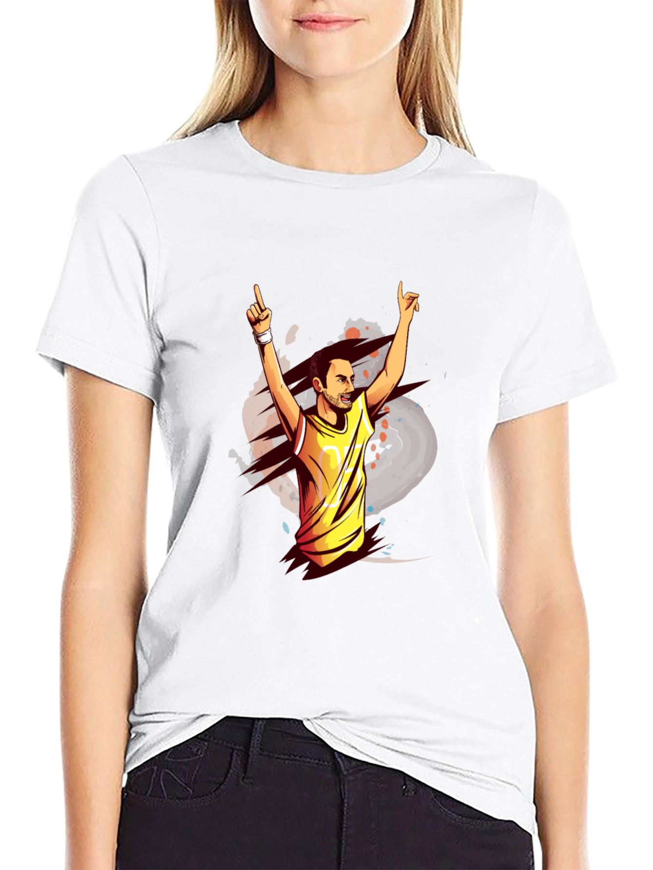 Black T-Shirt with Graphic Man Design