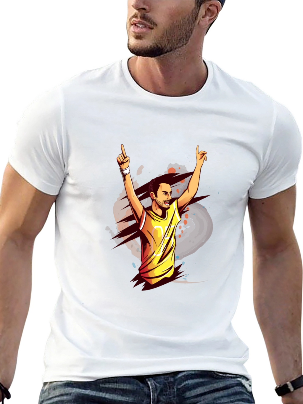Black T-Shirt with Graphic Man Design