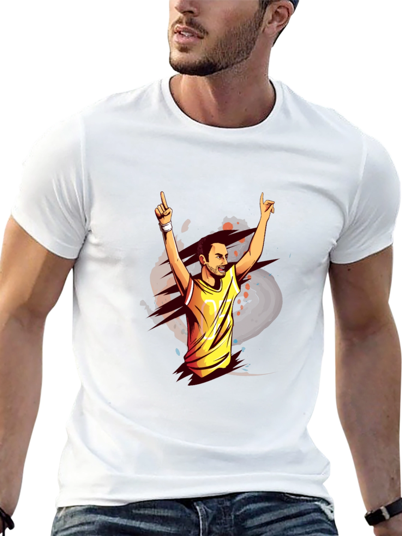 Black T-Shirt with Graphic Man Design